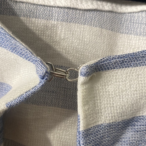 CHARGET linen Italian bolero blue striped jacket size L - Picture 3 of 5